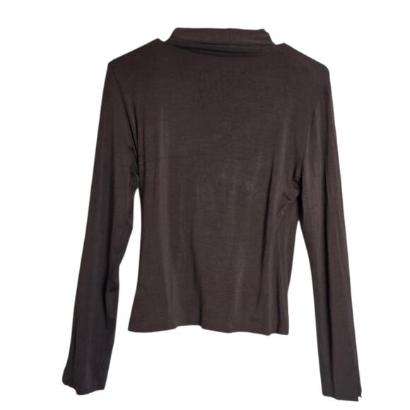 Escada Brown Draped Cowl Neck Long Sleeve Top Size 38 Rayon Blend Small - Picture 3 of 7